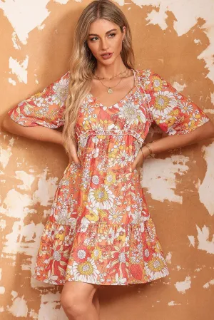 Contagious Charm Orange Floral Mini Dress