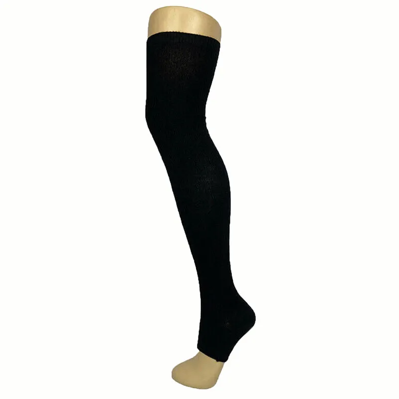 Cotton Blend Toeless Fine Ribbed Over the Knee Socks