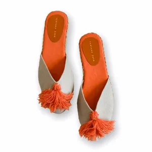 DAHLIA Salmon Tassel Abaca Pointed Mules