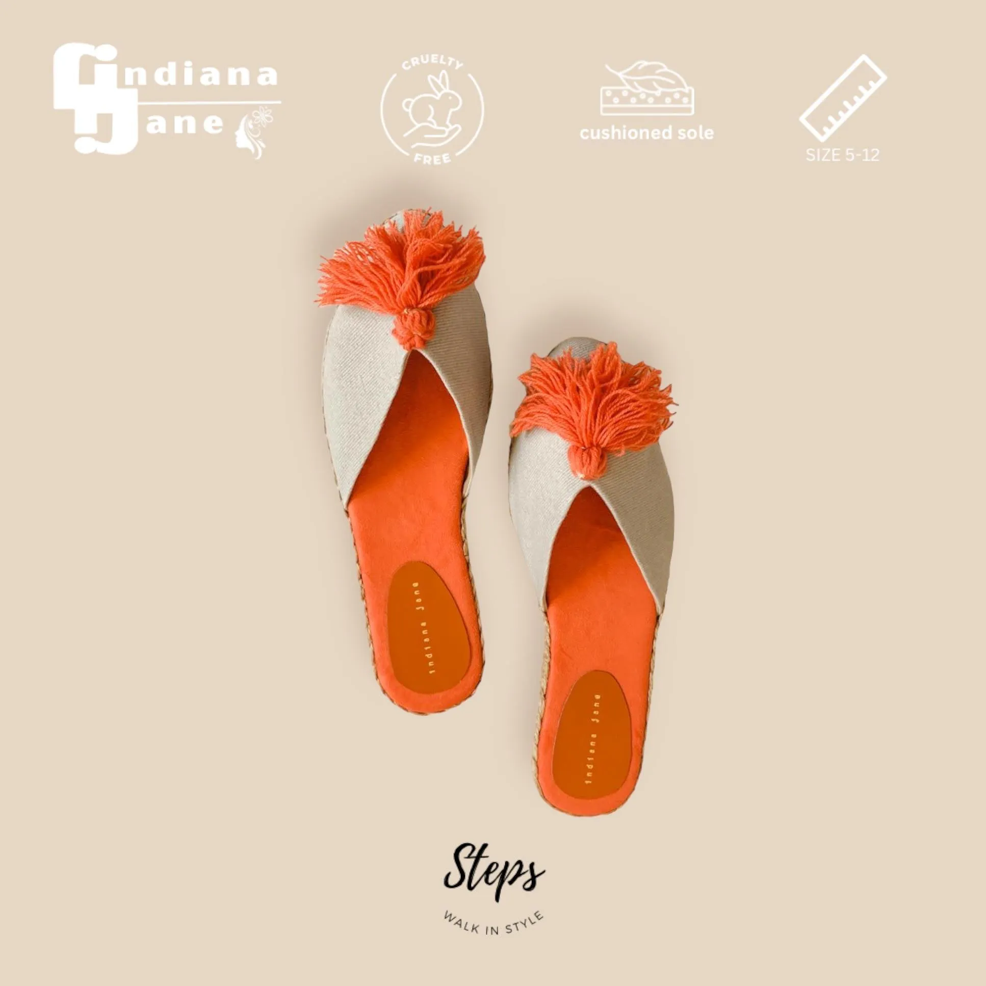 DAHLIA Salmon Tassel Abaca Pointed Mules
