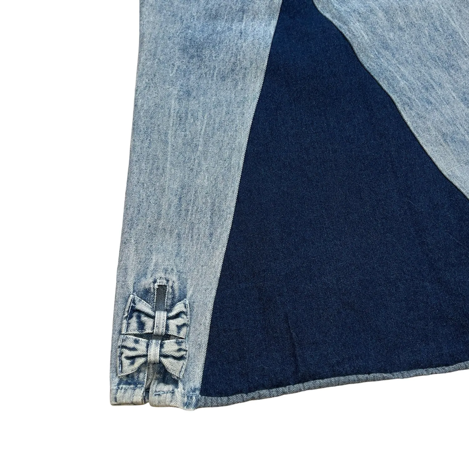 Denim Skirt In Blue With Side Bows