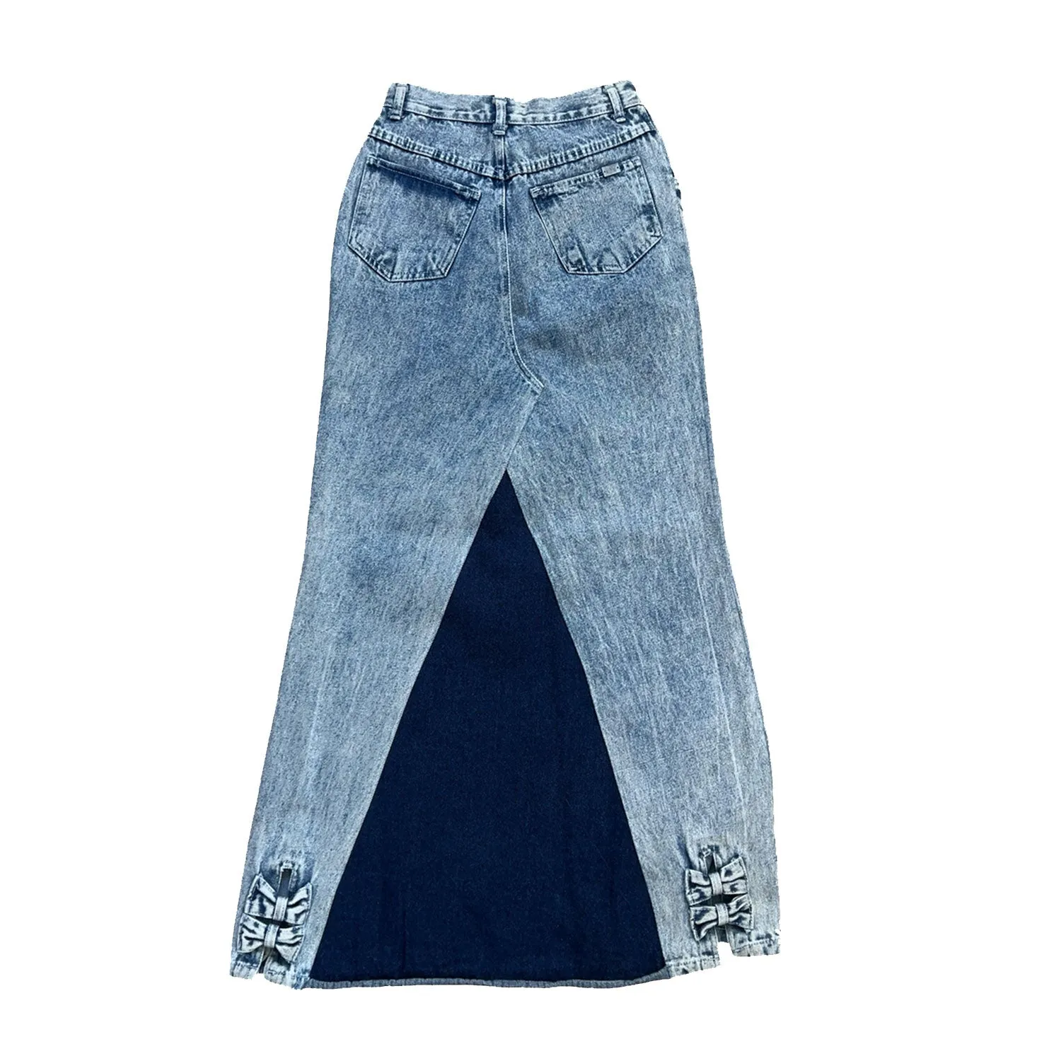 Denim Skirt In Blue With Side Bows