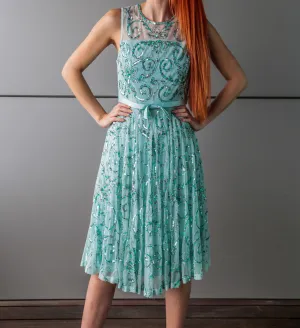 Designer Mint Sequin Midi Dress