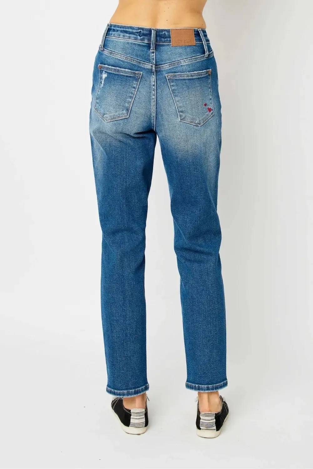 Ejona Judy Blue Size Inclusive Queen Of Hearts Coin Pocket BF Jeans