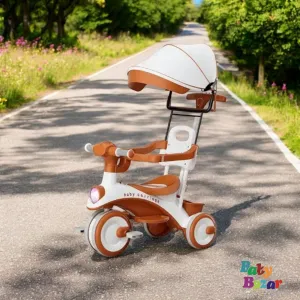 Elegant Baby Tricycle with Sunshade Canopy and Push Handle – Safe and Stylish Outdoor Fun