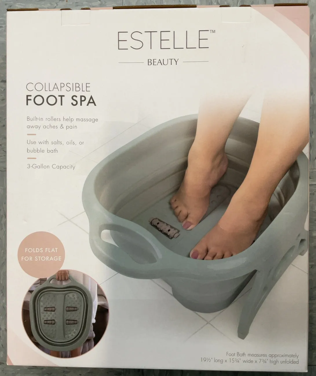 Estelle Beauty Collapsible Foot Bath Massager - Non-Slip 3 Gal. Capacity