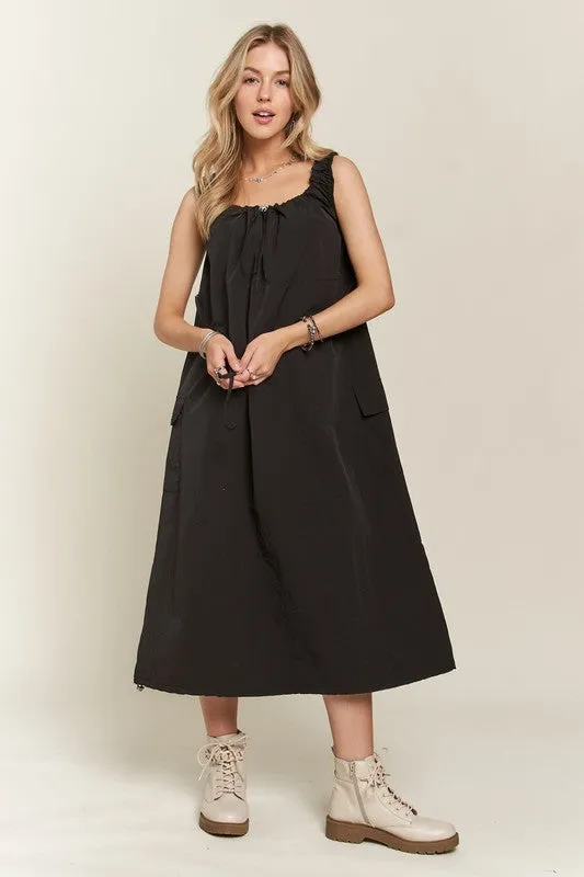 Explore More Collection - ADORA Drawstring Slit Back Cargo Dress