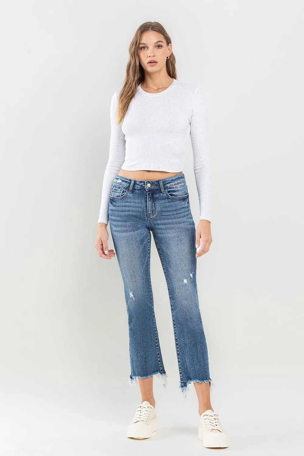 Explore More Collection - Lovervet Mid Rise Frayed Hem Jeans