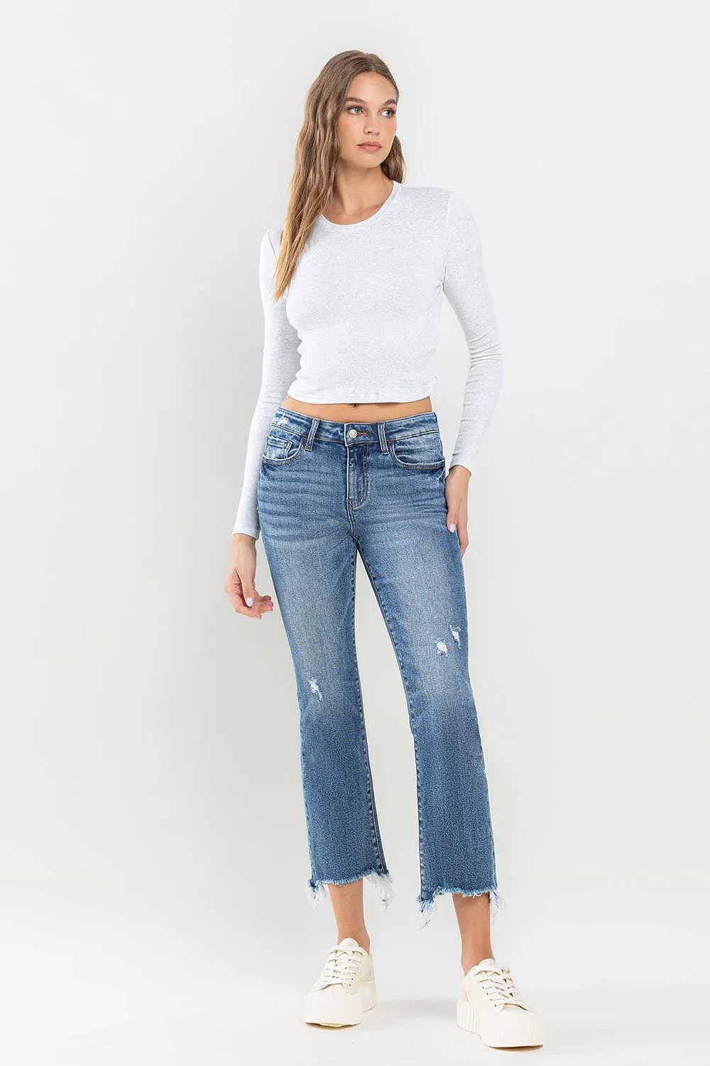 Explore More Collection - Lovervet Mid Rise Frayed Hem Jeans