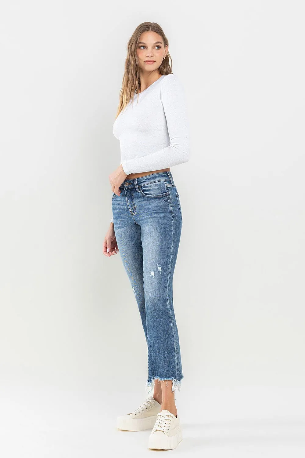 Explore More Collection - Lovervet Mid Rise Frayed Hem Jeans