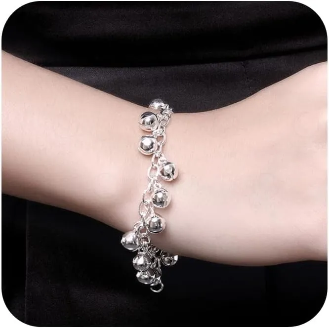 Fashion Jewelry 925 Sterling Silver Bells Chain Adjustable Bracelet/Anklet for Women