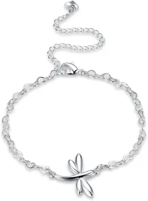 Fashion Jewelry 925 Sterling Silver Cute Dragonfly Heart Chain Anklet Fashion Jewelry 925 Sterling Silver Cute Dragonfly Heart Chain Anklet
