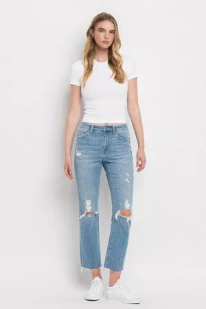 Flying Monkey High Rise Distressed Cropped Straight Jeans