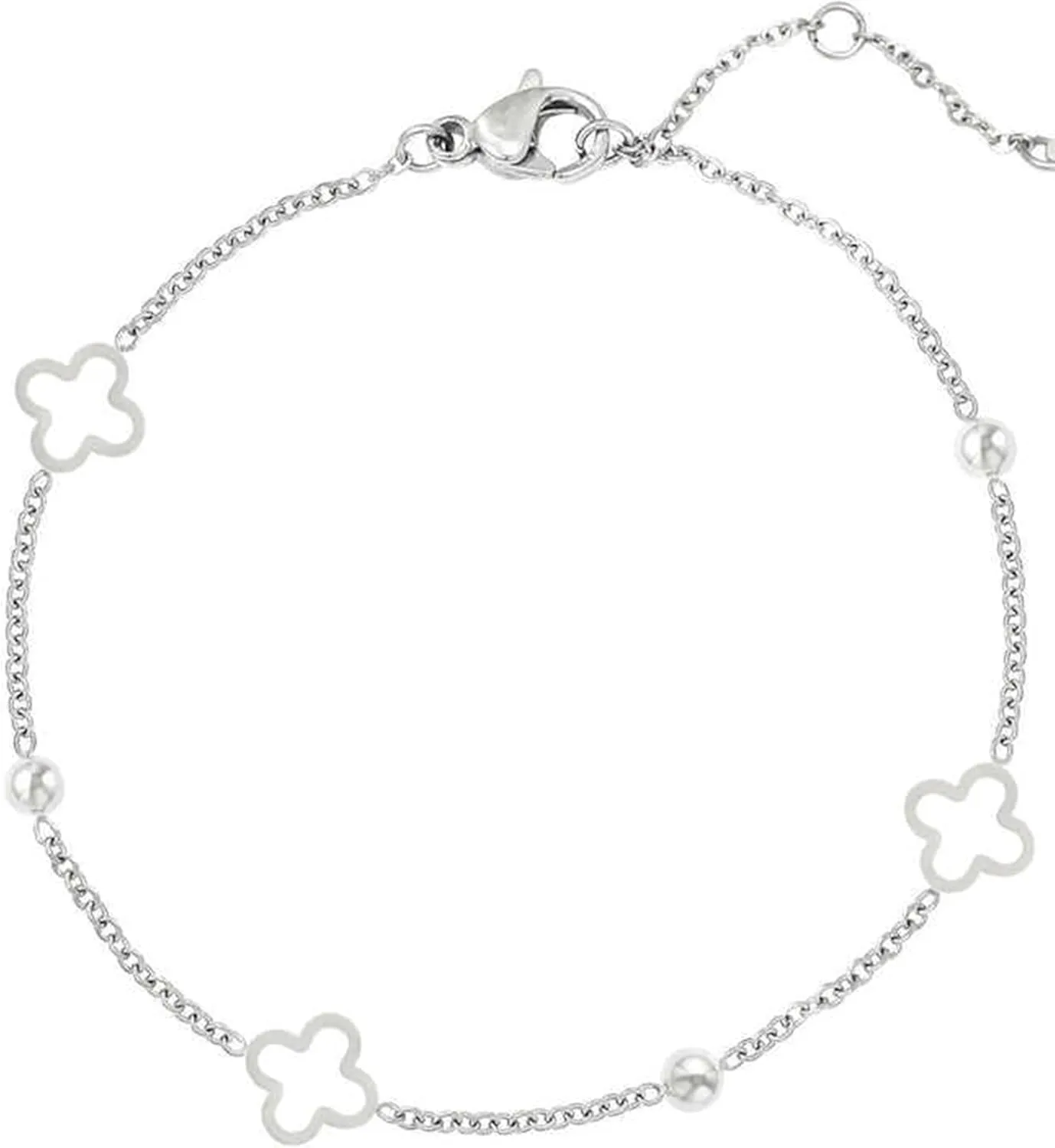 Four Leaf Clover Charm Bracelet, Sterling Silver and Gold Womens Jewelry, Designer Bracelet, Perfect Lucky Gift for Good Luck, Resembles Modern Fashion Trends