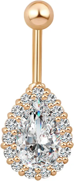 Greendou Fashion Jewelry 316L Stainless Steel Teardrop Belly Button Rings Body Piercing Reverse Sexy Navel Rings (Gold Clear) Greendou Fashion Jewelry 316L Stainless Steel Teardrop Belly Button Rings Body Piercing Reverse Sexy Navel Rings (Gold Clear)