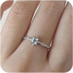 Greendou Fashion Jewelry 925 Silver Dainty Blue Crystal Ring for Women Simple Style Square Engagement Finger Ring Ladies Fashion Jewelry (9) Greendou Fashion Jewelry 925 Silver Dainty Blue Crystal Ring for Women Simple Style Square Engagement Finger Ring Ladies Fashion Jewelry (9)