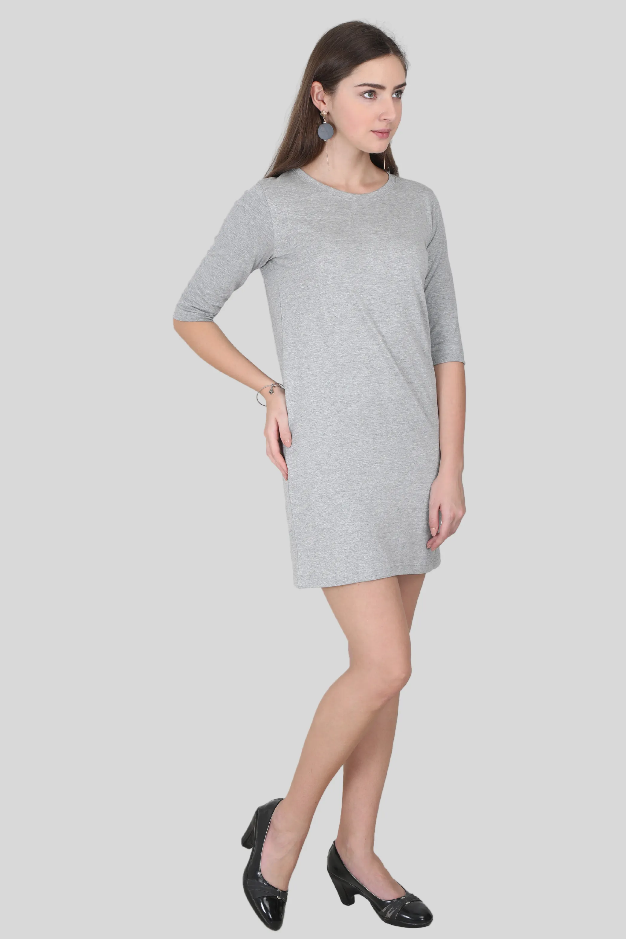 Grey Melange T-shirt Dress for women