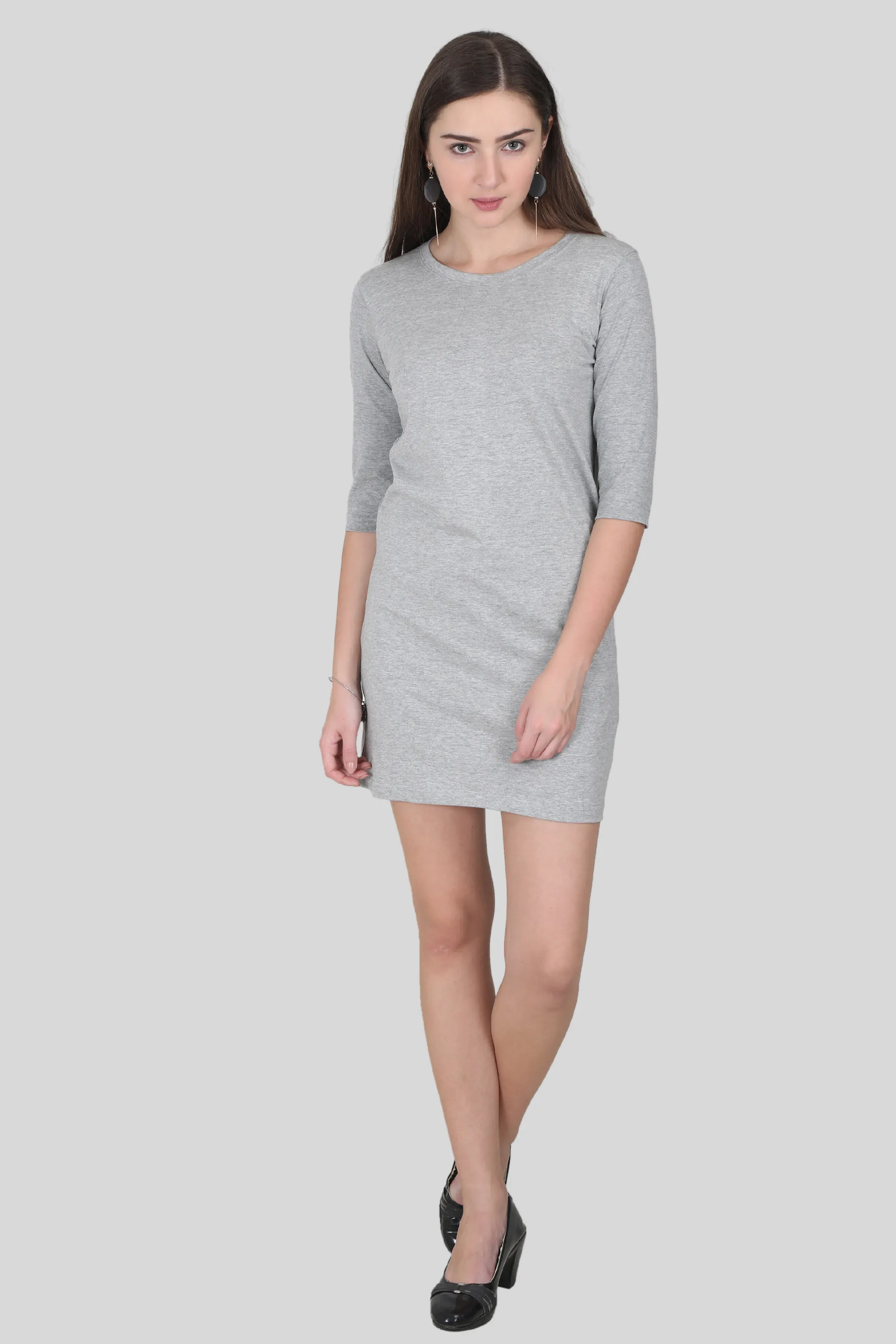Grey Melange T-shirt Dress for women