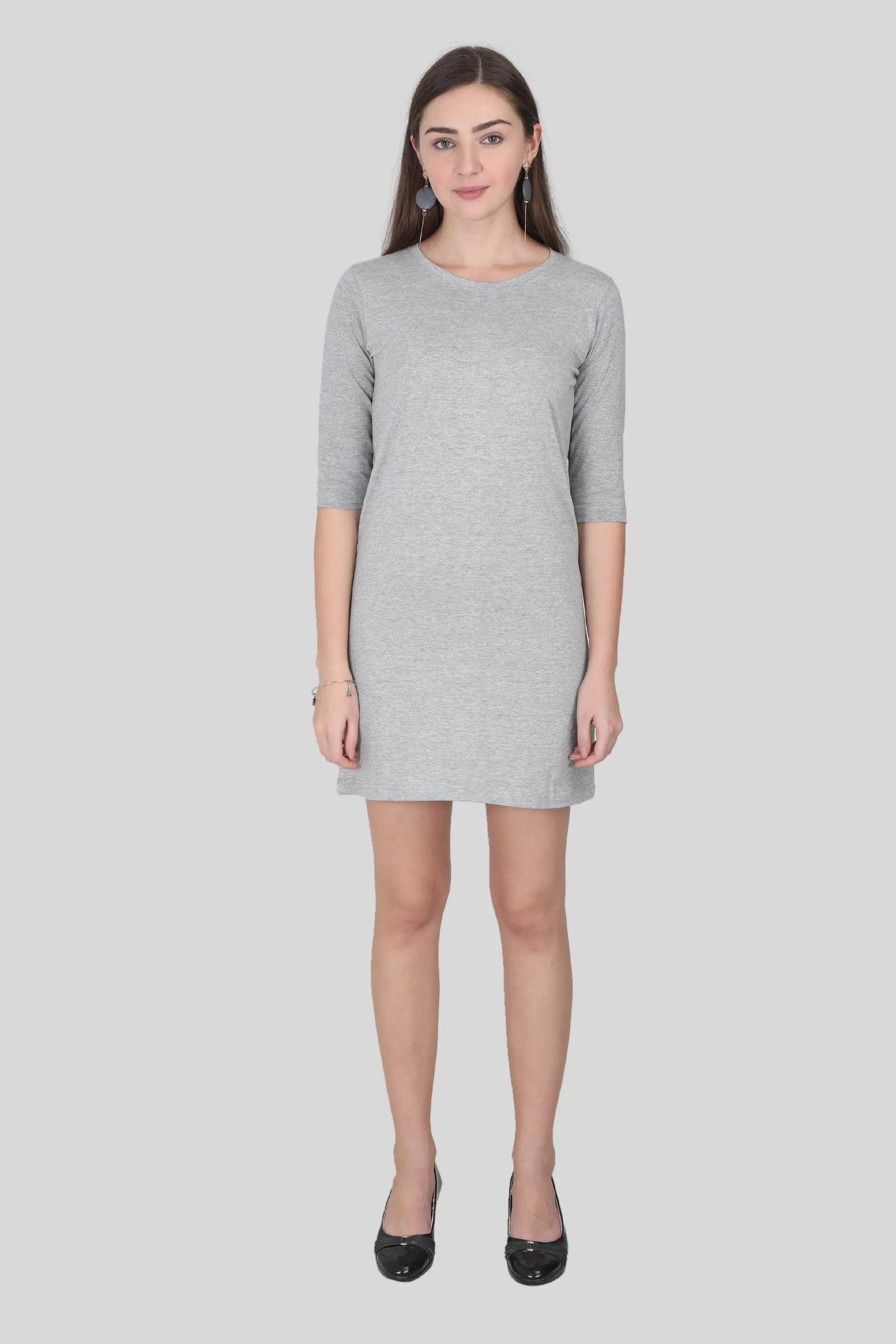 Grey Melange T-shirt Dress for women