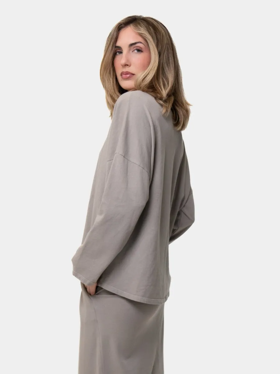 Hi Lo Round Neck Cotton Sweatshirt