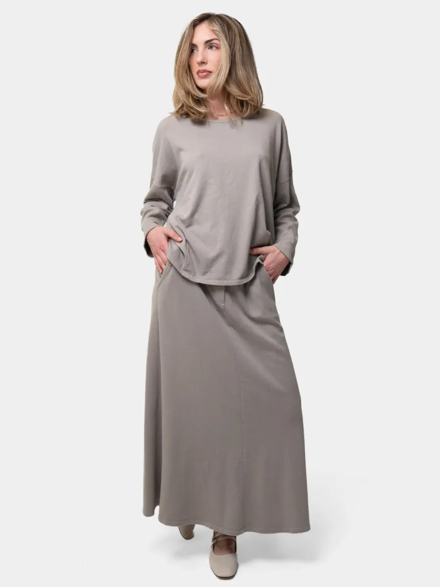 Hi Lo Round Neck Cotton Sweatshirt