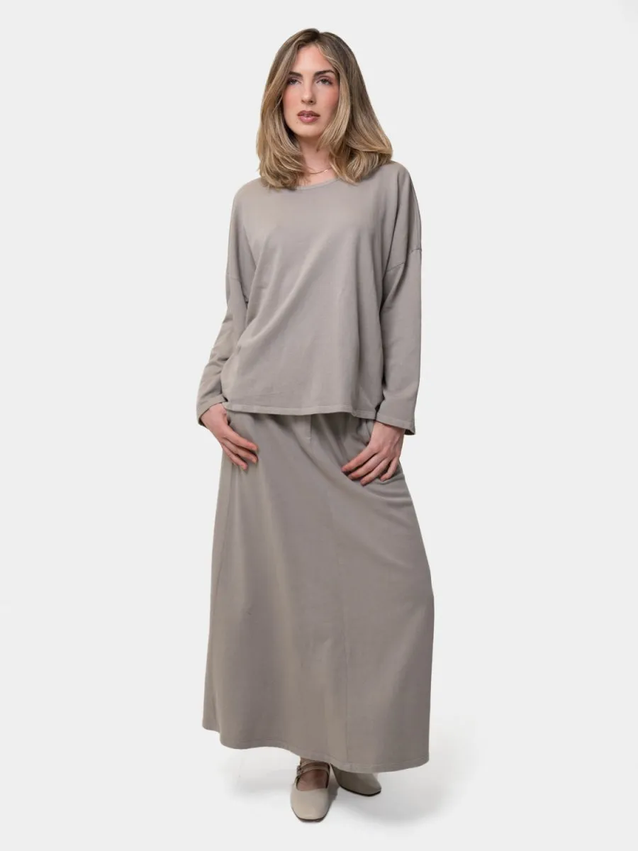Hi Lo Round Neck Cotton Sweatshirt