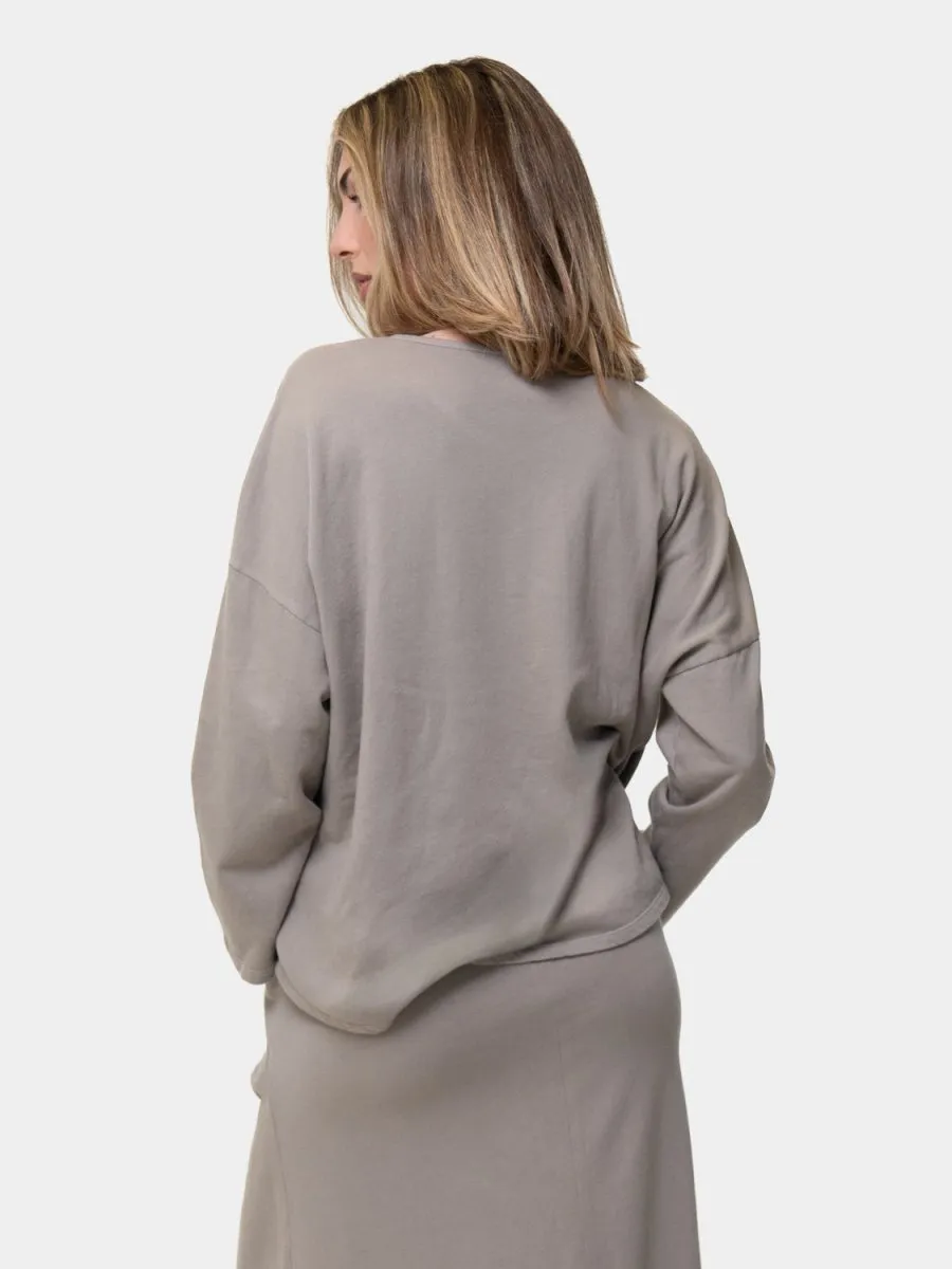 Hi Lo Round Neck Cotton Sweatshirt