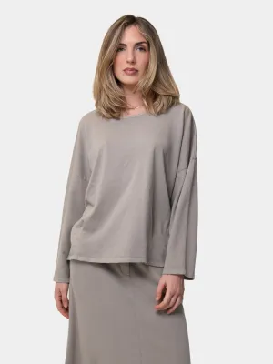 Hi Lo Round Neck Cotton Sweatshirt
