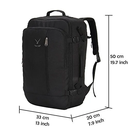 Hynes Eagle 38L Flight Approved Weekender Carry on Backpack Black 2017