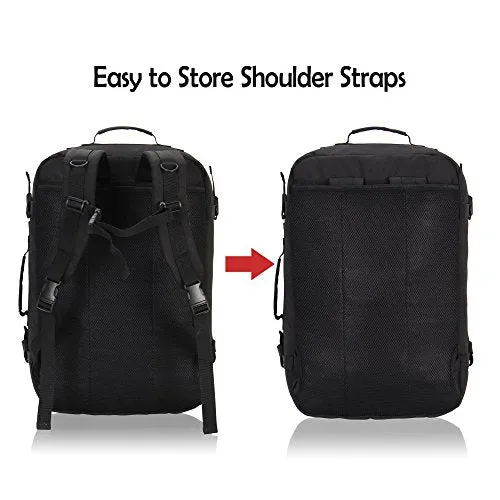Hynes Eagle 38L Flight Approved Weekender Carry on Backpack Black 2017