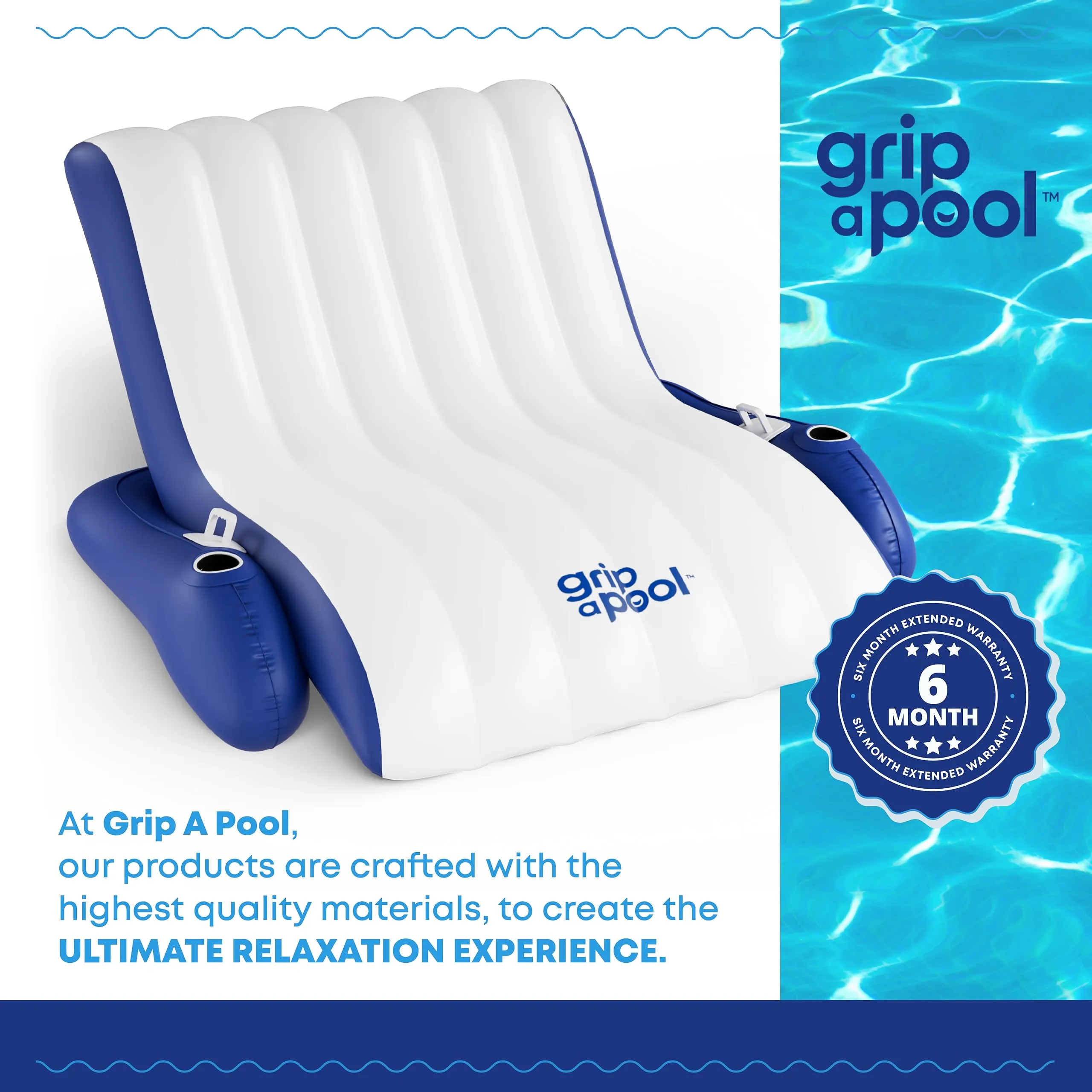 Inflatable 1-2 Person Pool Recliner Lounge Float with Cup Holders - For Pool, Lake, River, Beach