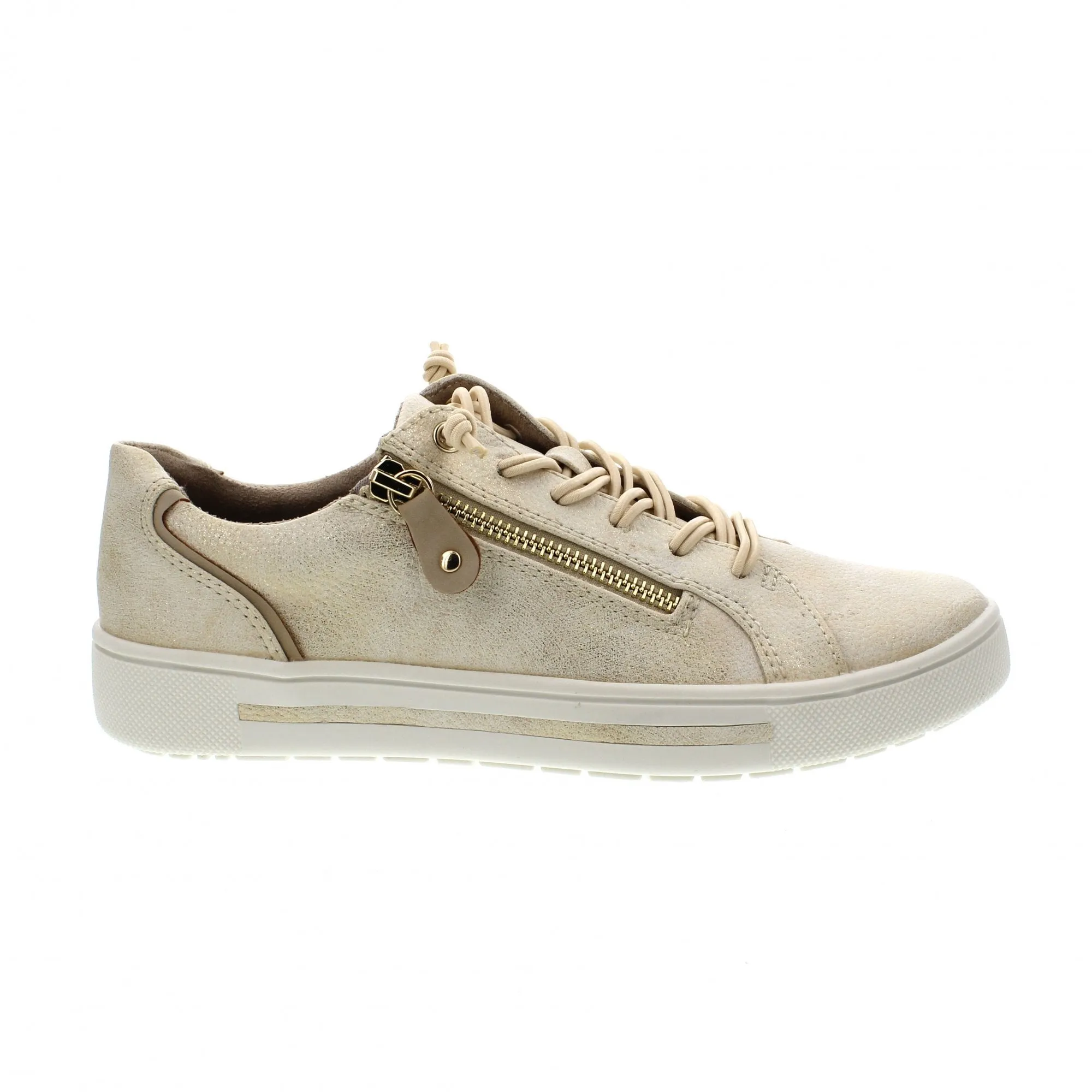 Jana Wide Fit Trainer With Zip and Laces  23660-949 CLOUDY GOLD