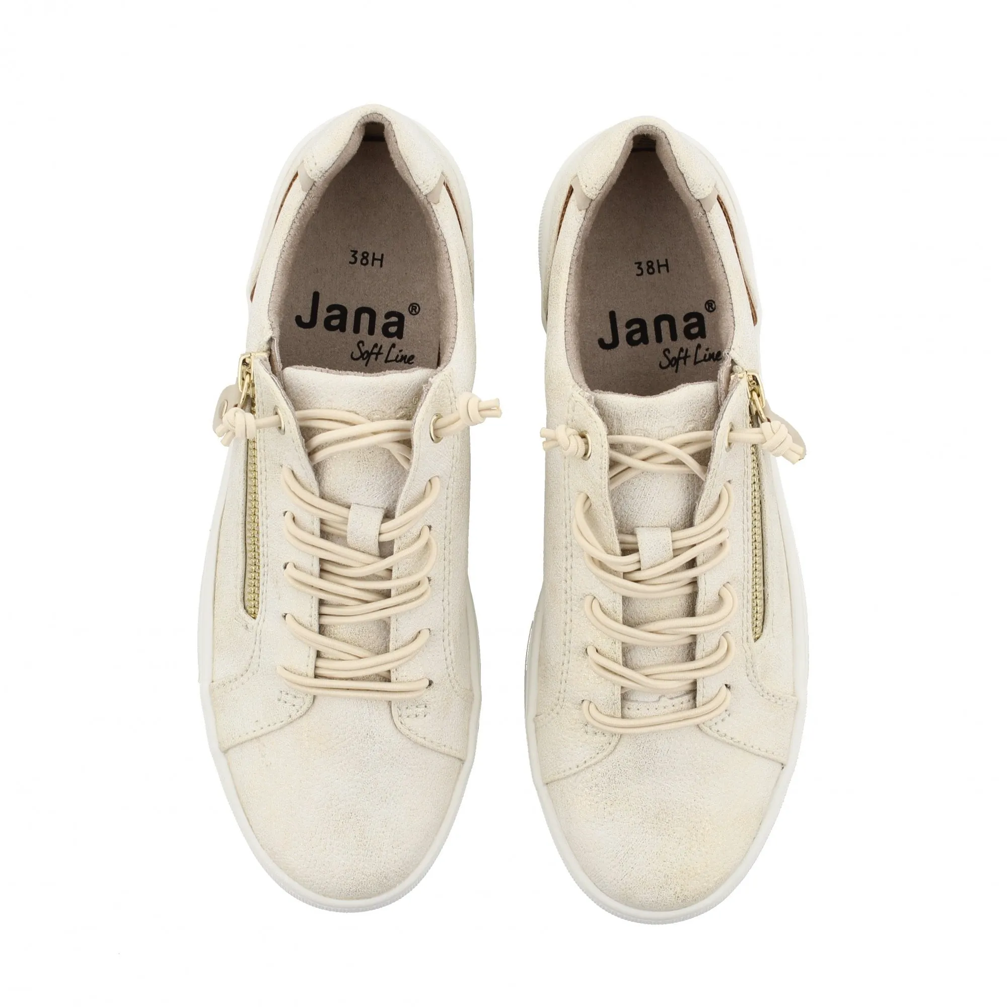 Jana Wide Fit Trainer With Zip and Laces  23660-949 CLOUDY GOLD