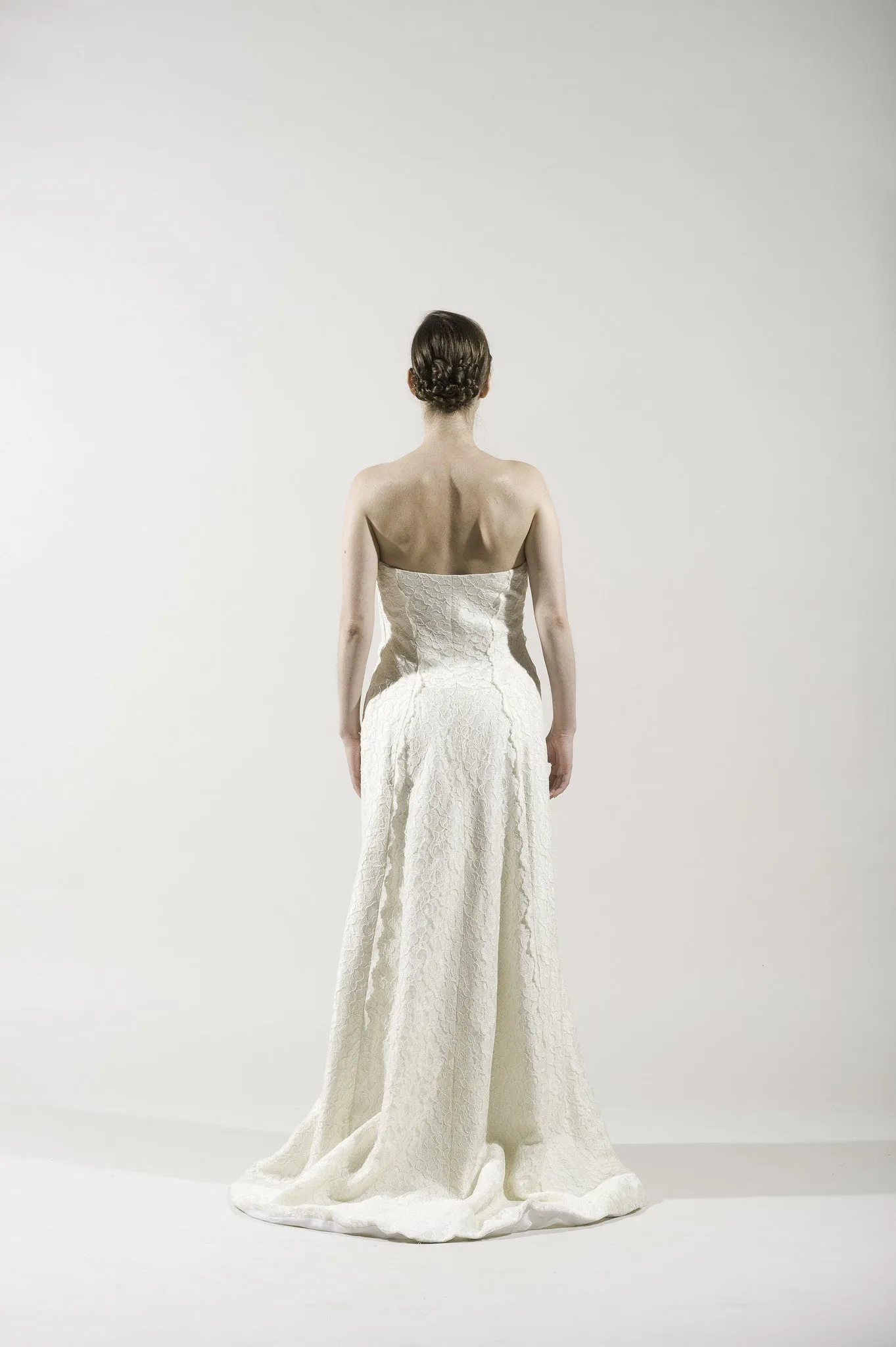 Jinny Ko Strapless Lace Dress With Matching Bolero
