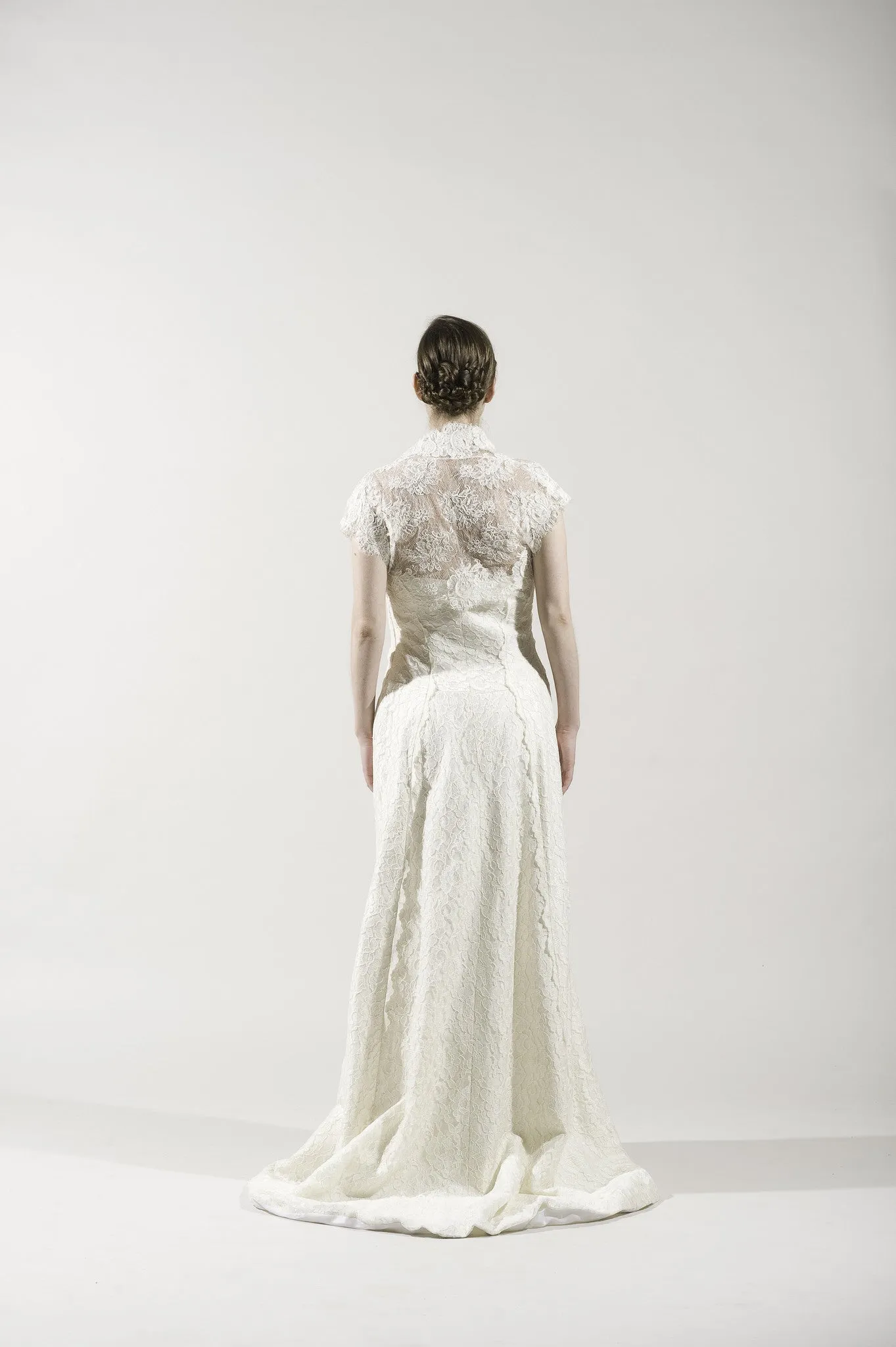 Jinny Ko Strapless Lace Dress With Matching Bolero