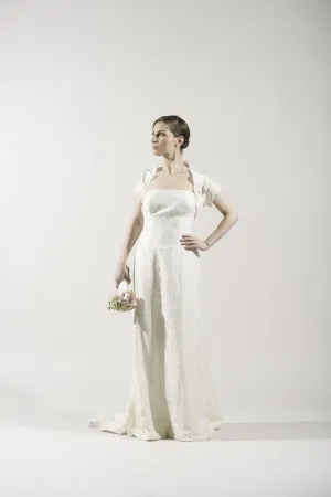 Jinny Ko Strapless Lace Dress With Matching Bolero
