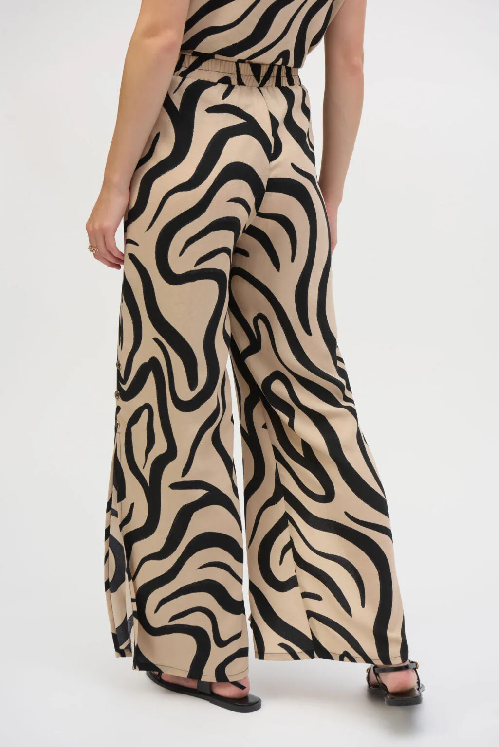 Joseph Ribkoff Pant - Animal Print Pull-On - Beige /Black