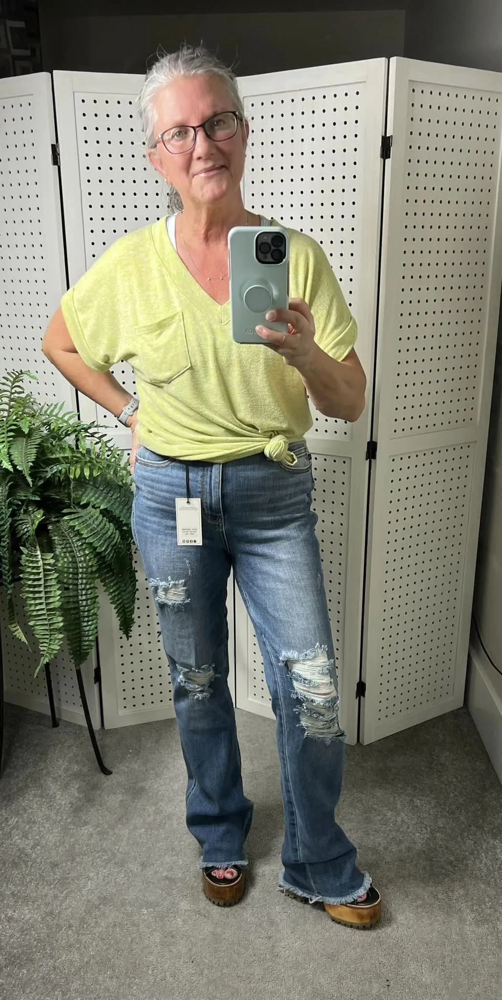 Judy Blue High Rise Distressed Leg Fray Hem Bootcut Jeans