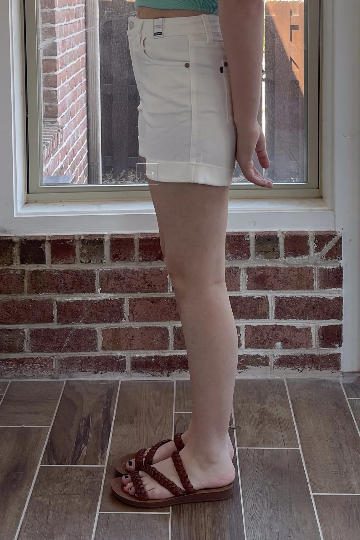 Judy Blue High Waist Double Roll Cuffed Shorts in White