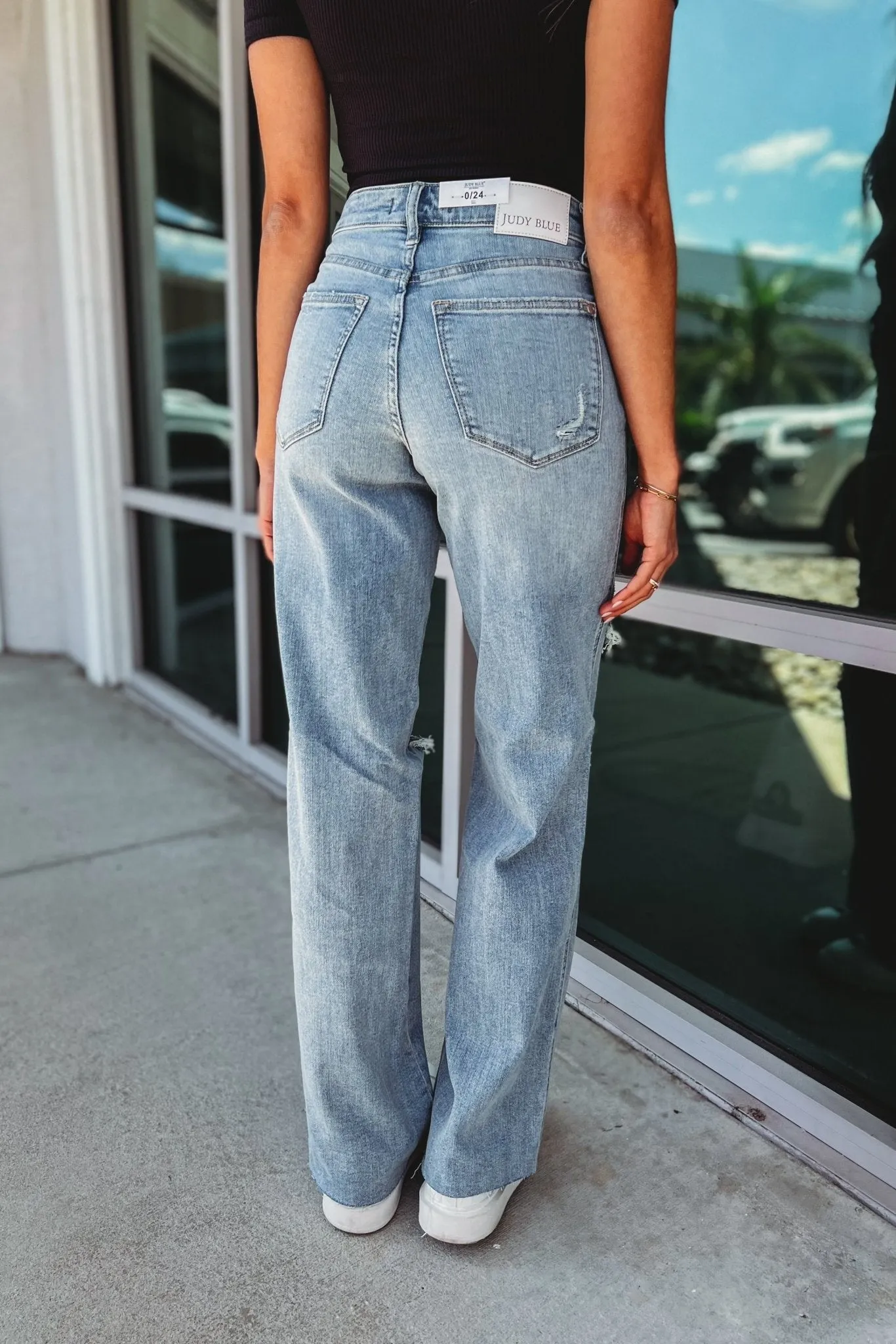 JUDY BLUE Poppy Tummy Control Wide Leg Jeans