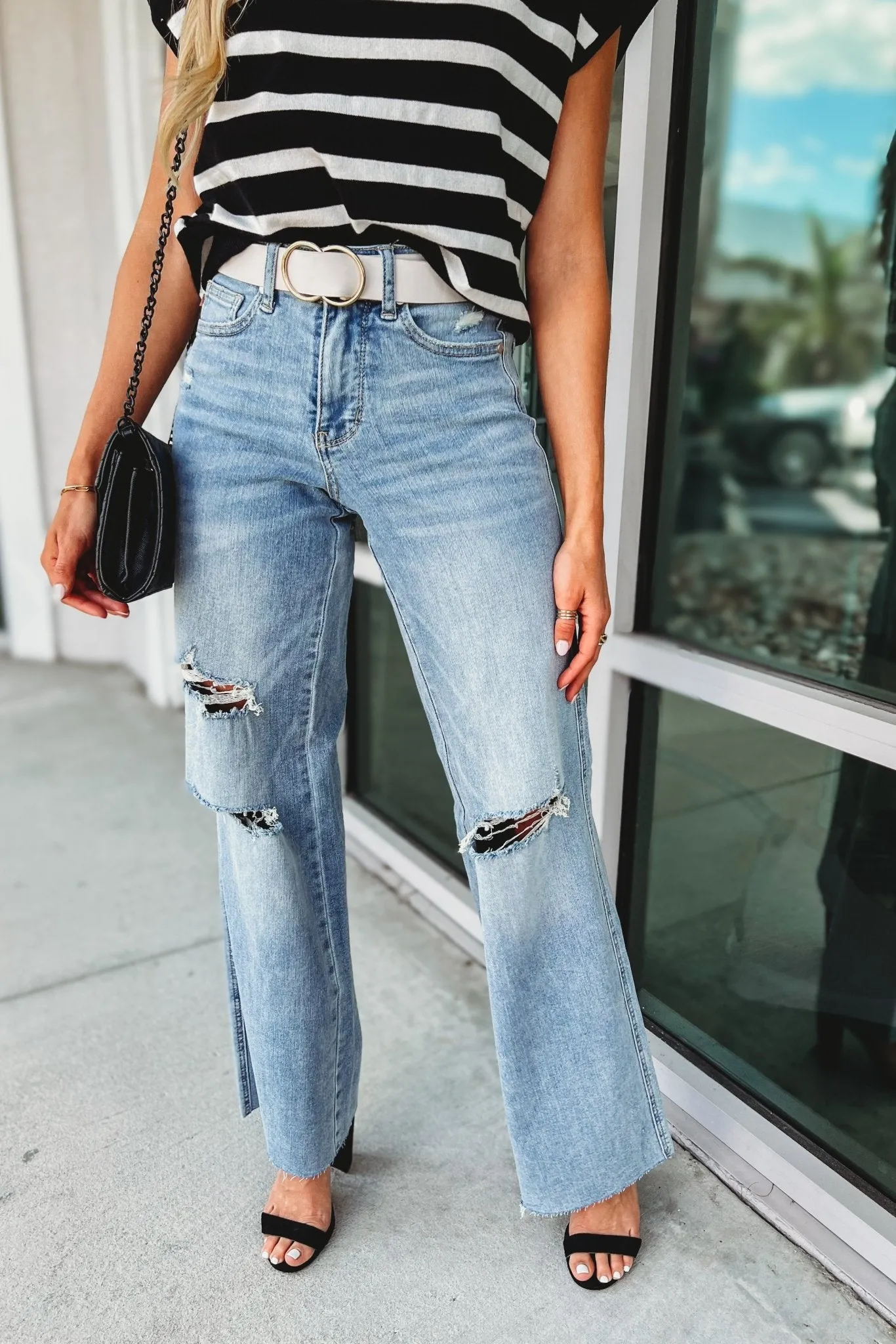 JUDY BLUE Poppy Tummy Control Wide Leg Jeans