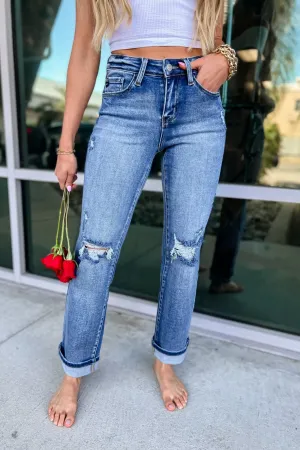 KANCAN Everly Mid Rise Distressed Jeans