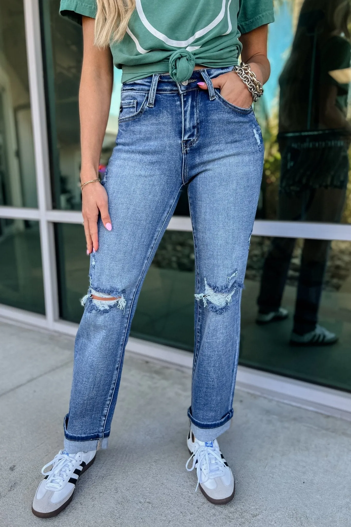 KANCAN Everly Mid Rise Distressed Jeans