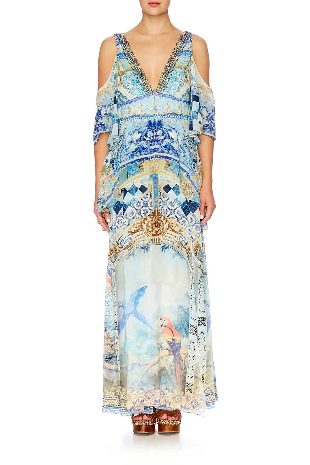 LONG DRESS WITH PEPLUM OVERLAY LOVER'S DREAM