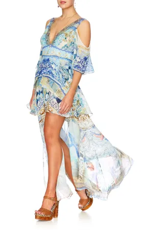 LONG DRESS WITH PEPLUM OVERLAY LOVER'S DREAM