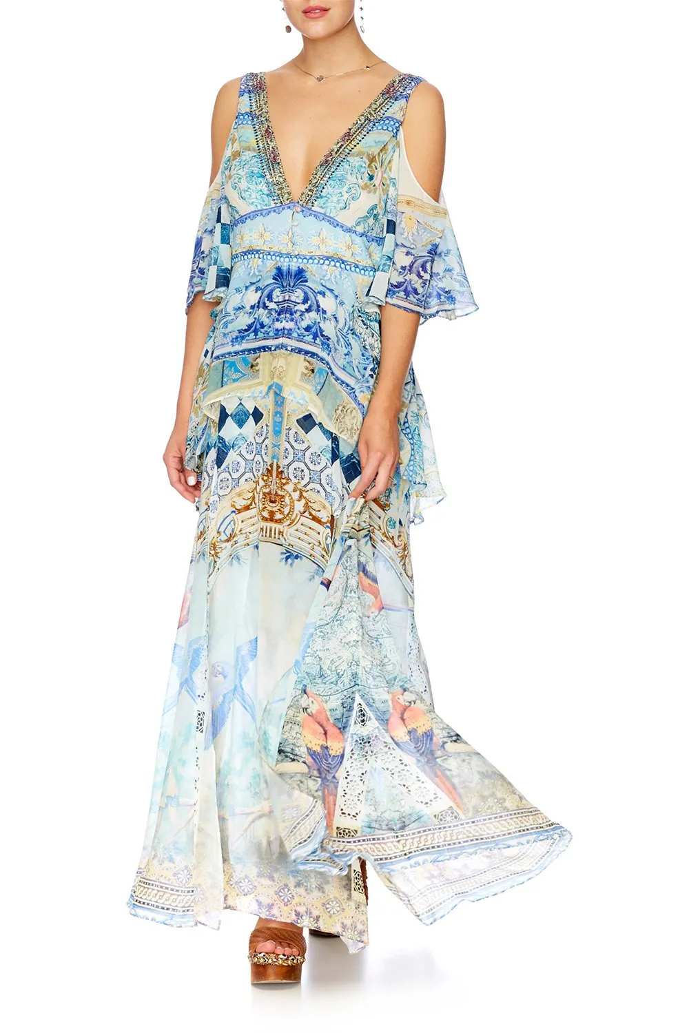 LONG DRESS WITH PEPLUM OVERLAY LOVER'S DREAM