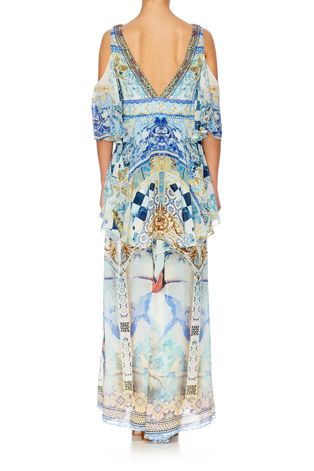 LONG DRESS WITH PEPLUM OVERLAY LOVER'S DREAM