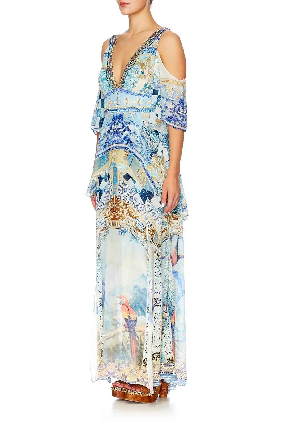 LONG DRESS WITH PEPLUM OVERLAY LOVER'S DREAM