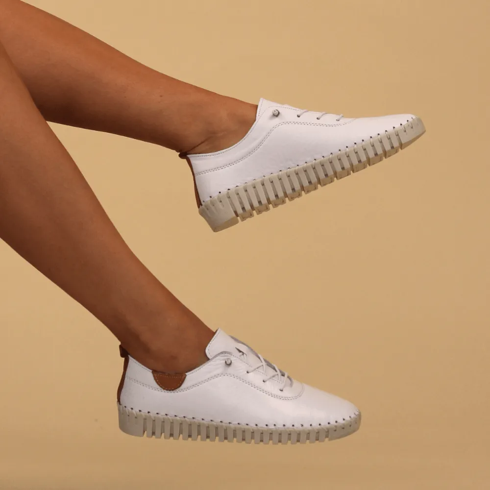 Lunar Flamborough Lea White Leather Shoe