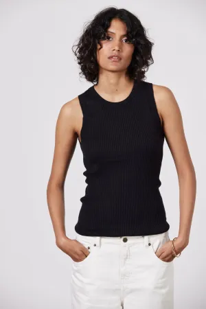 Malo Ribbed Seamless Tank Black